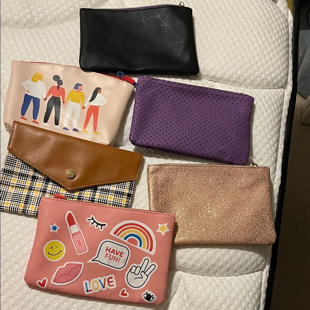 Ipsy Cosmetic Bags - Black, Purple, Brown, Pink, Gold